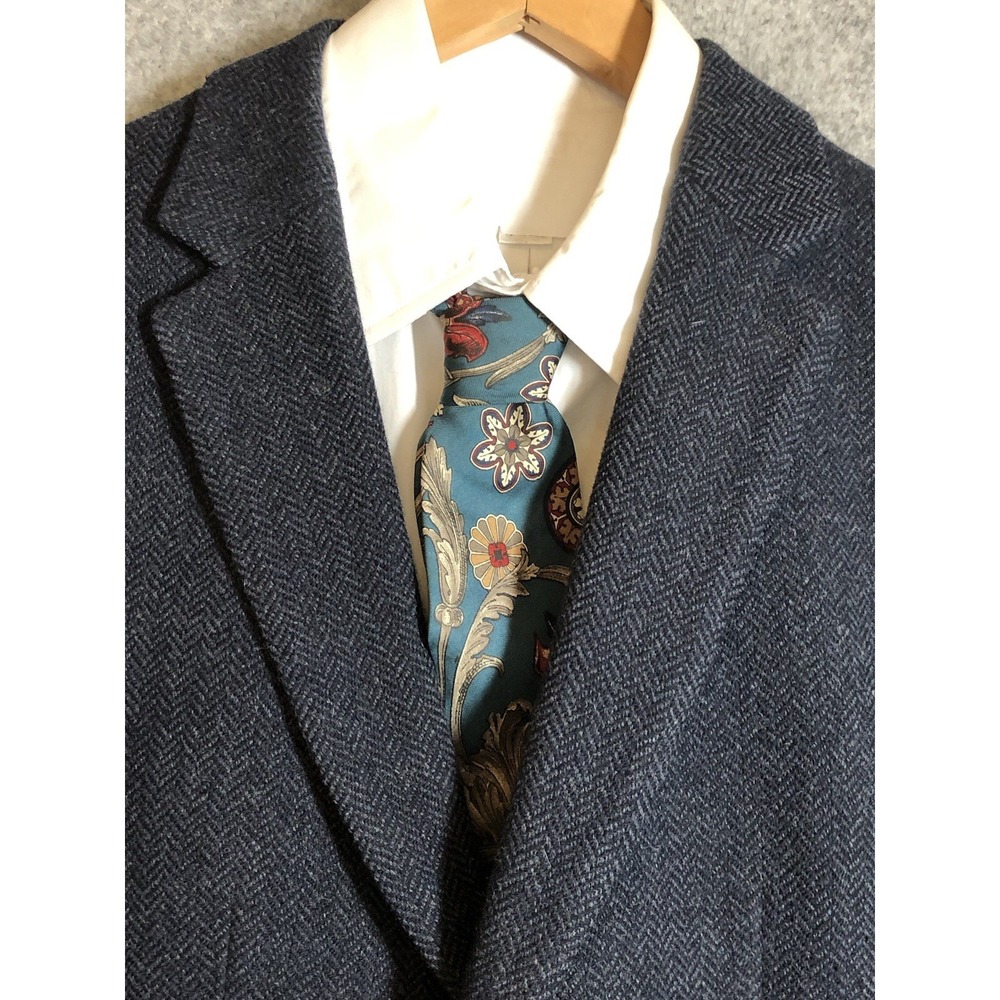 Banana Republic Blazer 40S Blue Wool Tweed Suit Coat Jacket Mario Bellucci Italy